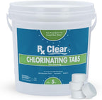 Rx Clear 1" Inch Chlorine Tabs | 5 Pounds | Use Tablets as Bactericide, Algaecide, & Disinfectant in Swimming Pools | Stabilized, Long Lasting, Slow Dissolving, & UV Protected