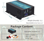 Reliable RBP-500S-LED 500w Pure Sine Wave Solar Power Inverter 12v 120v 60hz(Black)