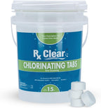 Rx Clear 1" Inch Chlorine Tabs | 15 Pounds | Use Tablets as Bactericide, Algaecide, & Disinfectant in Swimming Pools | Stabilized, Long Lasting, Slow Dissolving, & UV Protected