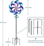 WONDER GARDEN Wind Spinners for Yard and Garden-Solar Wind Spinners - 61 Inch Blue Wind Sculptures & Spinners with LED Changing Light Glass Ball for Garden Patio Outdoor Decor