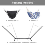 SUNCREAT 2-in-1 Convertible Free Standing Hammock with Stand Included, Camping Backyard Hammock with Stand, Patent Pending, Blue & White Stripe