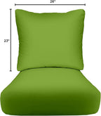 RSH DECOR: Deep Seating Cushion with Pillow Back | 23” x 26” Seat | All-Weather Spun Fabric | Water and Fade-Resistant | Outdoor Chair Cushion Set for Patio Furniture | Kiwi Green