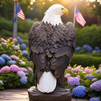 Bald Eagle Statue Outdoor - Large American Eagle Figurine, Garden Sculpture for Outside, Yard, Lawn Decor, Hand-Painted Weather-Resistant Resin, 24.4-Inch