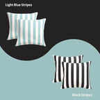 Pack of 2 Decorative Outdoor Throw Pillows 23" x 23" Square Garden Cushion for Patio Sofa Thick Cushion for Couch,Sofa,Grey Stripes