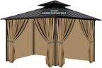 Gazebo Universal Replacement Privacy Curtain, 10'X10' Gazebo Curtain Outdoor Waterproof, 4-Panels Sidewall Curtains with Zipper for Patio, Garden and Backyard (Only Curtains, 10'x10', Brown)