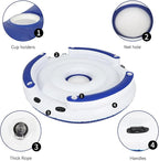 YUSING Inflatable Pool Floats, 2-3 Person Giant Pool Float Lounger with Cup Holder for Adults & Kids, Floating Island for Indoor & Outdoor