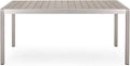 Great Deal Furniture Hannah Outdoor Modern Aluminum Dining Table with Faux Wood Table Top, Natural and Silver