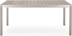 Great Deal Furniture Hannah Outdoor Modern Aluminum Dining Table with Faux Wood Table Top, Natural and Silver