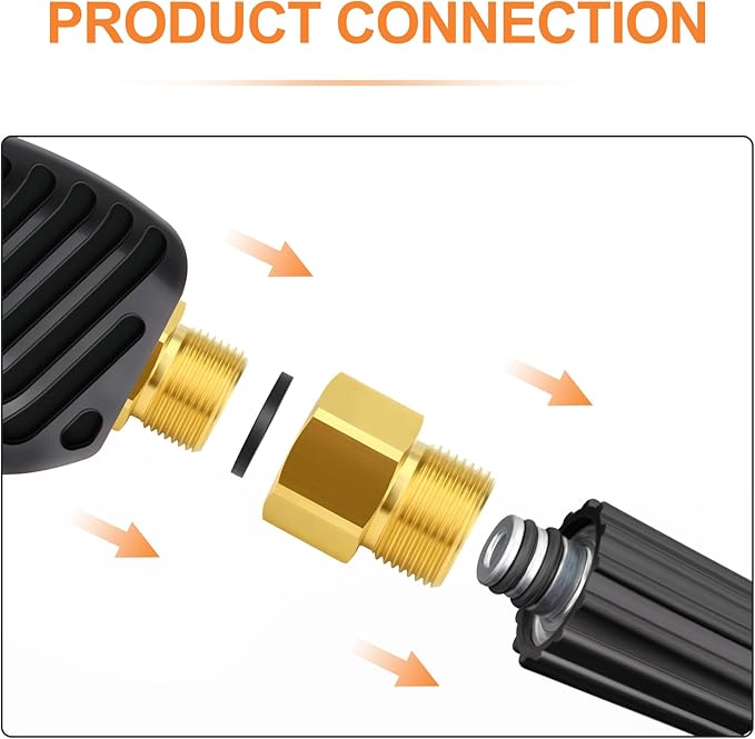 GASHER 2Pcs Brass M22 Pressure Washer Fitting,M22-14mm Male x M22-14mm Female Thread Fittings,For Pressure Washer Hose