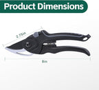Bypass Secateurs Hand Gardening Pruners Lightweight Garden Pruning Scissors with SK-5 High Carbon Steel Blades and Safety Lock Rust Resistant Gift-Packaged
