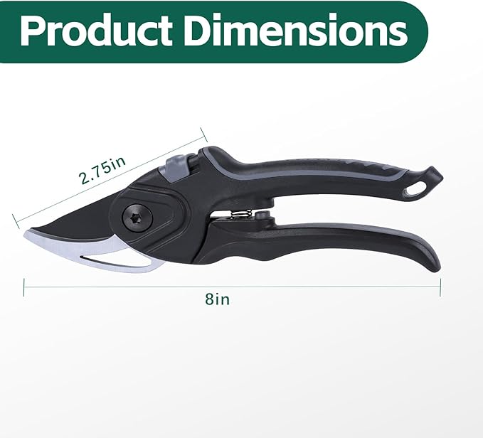 Bypass Secateurs Hand Gardening Pruners Lightweight Garden Pruning Scissors with SK-5 High Carbon Steel Blades and Safety Lock Rust Resistant Gift-Packaged