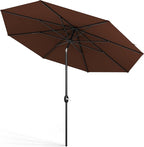Midtown Umbrellas Sunbrella Umbrella 8 Feet Outdoor Umbrella With Sunbrella Bay Brown Acrylic Fabric - Auto-Tilt Aluminum Frame Patio Umbrella For Backyard, Deck, Garden, Pool - Black Pole
