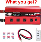 2500W Power Inverter 24V to 110V/120V DC to AC with LCD Display, Remote Controller 4 x AC Outlets and 4 x 3.1A USB Car Adapter for Car Truck Boat RV Solar System