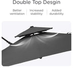 9' X 12' Cantilever Patio Umbrella 360°Rotation Rectangular Outdoor Large Offset Umbrellas Double Top Heavy Duty Windproof for Garden Deck Pool Backyard, Grey