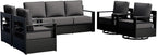 Outdoor Patio Furniture Set, 5-Piece Aluminum Patio Conversation Set All-Weather Metal Outdoor Sectional with 6 Inch Thick Cushions, Deep Setting for Garden, Outside and Porch