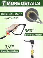 3/8" 4800PSI Pressure Washer Hose 125FT with Swivel Quick Connect for Cold/Hot Water Max 248°F, Kink Resistant Steel Wire Braided, Wear Resistant Power Washer Hose with M22 14mm Adapter