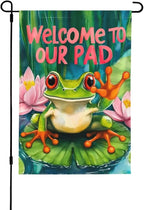 Frog Garden Flag Vertical Double Sided Outdoor Yard Flags 12.5x18 Inch Burlap Banners for House Lawn