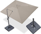 PURPLE LEAF 10' X 13' Rectangle Cantilever Umbrella with Base Outdoor Large Aluminum Patio Umbrella with 3-Year Fade Resistance Recycled Fabric and 360-degree Rotation for Deck Pool Garden, Ash Mocha