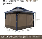 BPS 12' x 12' Gazebo Curtain Privacy 4-Panel Sidewall Outdoor Replacement Shade (Only Curtain)