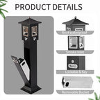120cm Standing Waste Containers Trash Cans, Rubbish Bin Indoor Outdoor Stainless Steel Vertical Freestand Trash Bin with Key,Pub Hotel Restaurant Garden Standing Bin (A)