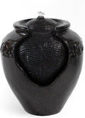 17.7 in. Glazed Pot Water Fountain with LED Light, Provide Indoor and Outdoor Water Features for Gardens、Backyard、Living Rooms、 Offices (Black Gold)