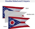Bradford Ohio State Flag 3x5 ft Outdoor, Double Sided Burgee Heavy Duty, 3 Layers OH State Flag With 2 Brass Grommets for Outside House Long Lasting