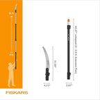 Fiskars XtendControl Extendable Tree Pruner (12 ft), Adjustable Branch Trimmer with 15" X1 Saw, 3-6 ft Extension Poles, and Secure Locking System for Precision Cutting