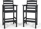 FUNBERRY Bar Height Outdoor Chairs, Tall Adirondack Chairs Set of 2, All Weather HDPE Outdoor Bar Chair for Bistro Patio Balcony