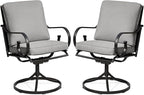 MELLCOM Patio Swivel Chair Set of 2, Heavy Duty Outdoor Dining Chairs with Thickened Cushions, Metal Patio Chairs Gentle Rocker for Outside, Garden Lawn & Porch, Backyard, Grey