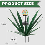 TOMBABY Solar Rustic Garden Style Metal Agave Plants Outdoor Patio, Home Decor Hand-Painted Metal Agave Garden Patio Statues, Suitable for Desert Areas, Outdoor Lawn Decorations (3 Solar Green)