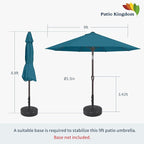 9FT Patio Umbrella Outdoor Table Umbrella w/Push Button Tilt and Crank, 8 Sturdy Ribs, UV Resistant Waterproof Market Umbrella for Pool, Deck, Backyard, Garden, Lake Blue