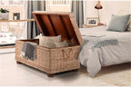 Pemberly Row Modern 42" Kubu Wicker/Rattan Storage Trunk in Tan