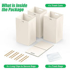 30 Gallon Disposable Trash Cans with Built-in Handles, 4 Pack Extra Large Portable Trash Can, Waterproof Layer Reusable Garbage Can, Recycling Bins, Extra-Thick Recycled Cardboard, Perfect for Parties