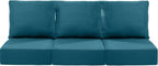 Luxury 24x24x6 Inch Patio Chair Cushions Set of 3 - Memory Foam Deep Seat Water-Resistant Patio Cushion for Lawn Dining Rocking Swivel Chairs Loveseat 3-Seater Sectional Sofa - Peacock Blue