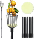 Fruit Picker Pole with Basket - 10.7FT(329CM) Adjustable Tree Gardening Supplies with Stainless Steel Handle Apple Picker Fruit Grabber Reach Tool for Mango Pear Orange Avocados Fruit Picking, Black