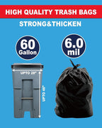 6 Mil Heavy Duty Contractor Trash Bags - 20 Pack Large Clear Construction Garbage Bags for 50/55/60 Gallon (Extra Thick, Tear Resistant) (32" X 52")