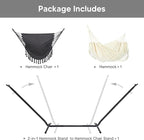 SUNCREAT 2-in-1 Convertible Portable Double Hammock with Stand Included, Outdoor Hammock and Stand, Patent Pending, Natural Tassel
