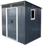 Ball & Cast 6x5ft Metal Outdoor Storage Shed with Window,Lockable Tool Storage Sheds,Steel Garden Sheds with Sloped Roof and Transparent Plate,for Backyard,Patio,Garage,Lawn,White+Black