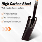 VNIMTI Trench Shovel for Clean Trenches, 4-Inch Trenching Shovel with Fiberglass Handle, 58 Inches