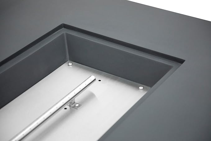 AMS Creations | Madison 60" Rectangular Natural Gas Outdoor Fire Pit Table | Dark Gray Concrete GFRC | Smooth Texture or Surface | Electronic Ignition | Outside Backyard Fireplace