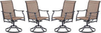 Patio Swivel Chairs Set of 4, Outdoor Dining Chairs with Textilene, Swivel & Rocker Metal Outdoor Patio Dining Chair All-Weather for Backyard, Brown Fabric with Black Frame