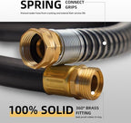 WiseFlow Garden Hose 150FT x 5/8", Heavy Duty Rubber Hose, Water Hose with Five Layered Braiding, Male Female Fittings, 1000PSI Burst, 300PSI Working (Black)