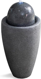XBrand 25.98" H Blue Round Stone Indoor/Outdoor Modern Sphere Water Fountain w/LED Lights – Ball Bubbling Fountain Décor for Garden, Patio, or Tabletop