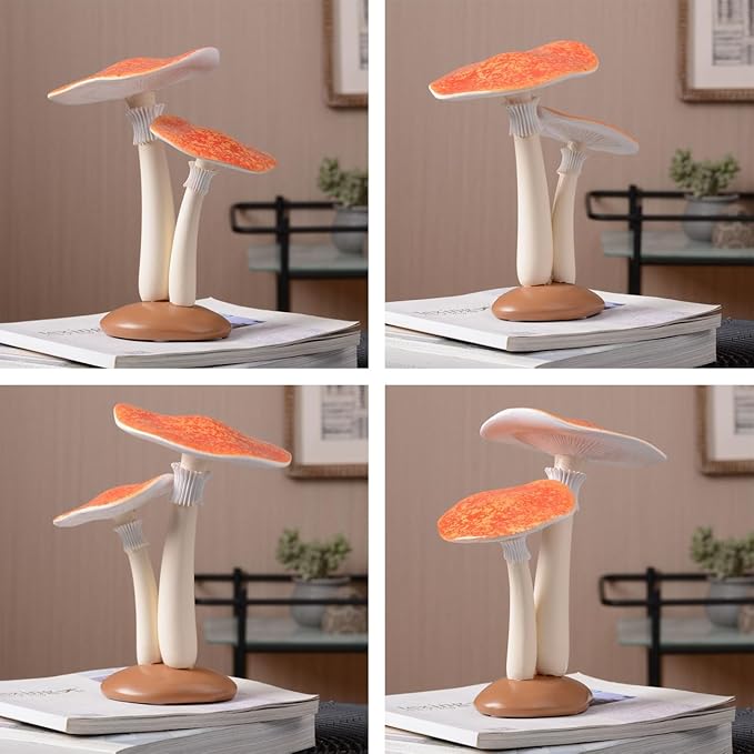 SEINHIJO Mushroom Decor Sculpture Garden Gifts Statue Outdoor Fairy Figurine Modern Patio Arts Polyresin 8.3inch