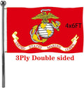 Jayus Double Sided US Marine Corps Military Flags 4x6 FT Outdoor - Vivid Colors 220D Marine Corps Flag Banner with 2 Grommets