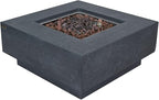 Elementi | Manhattan Gas Fire Pit Cast Concrete 36" Square Fire Table, Outdoor Fire Pit Electronic Ignition | Canvas Cover, Lava Rock Included | Dark Gray (Natural Gas)