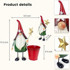 HONGLAND Christmas Decorations Outdoor Metal Gnome Yard Art Garden Gnomes Statue 13 Inch Santa Figurine for Holiday Christmas Lawn Patio Yard Garden Decor