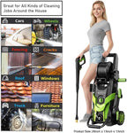 2025New Pressure Power Washer 4500PSI with 4 Quick Connect Nozzles,Inlet Hose & Filter, Foam Cannon for Cars/Fences/Driveways/Patios/Home Cleaning(Green)