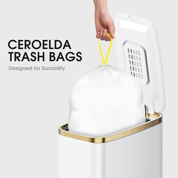 CEROELDA 1.6 Gallon Small Trash Bags, 120 Count Mini Drawstring Garbage Bags Unscented fit 4.5-8 Liter, 1.2-2 Gallon Thick Plastic Wastebasket Liners for Bathroom Bedroom Office Toilet