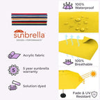 Midtown Umbrellas Sunbrella Umbrella Outdoor Patio Umbrella 2-8 Feet in Sunbrella Yellow Acrylic Fabric, Auto-Tilt Aluminum Frame For Backyard Umbrella, Deck Umbrella & Porch Umbrella - Wooden Pole